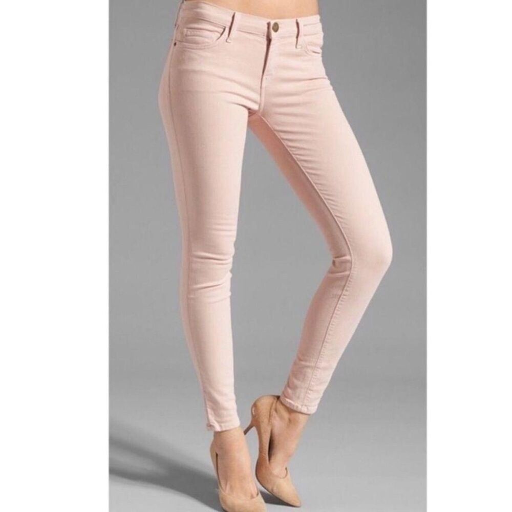 Current/Elliot‎ Stiletto Pants Pink Skinny Jeans Denim Raw Hem Low Rise 24 NEW
